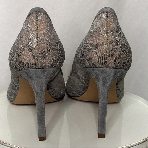 Banana Republic Gray Lace Madison Heels Stilettos Holiday Dress Shoes Size 6 - Picture 5 of 16